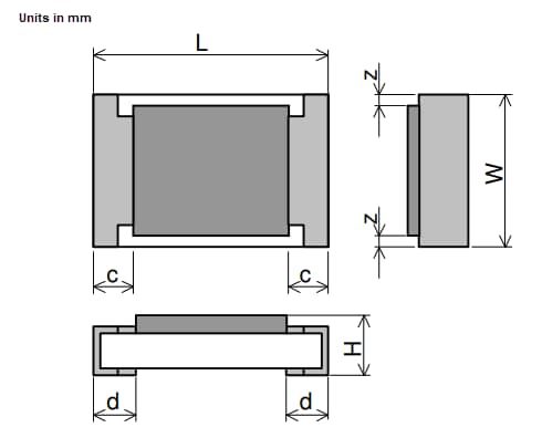 Mechanical Drawing - Kamaya Fixed Thick Film Resistors